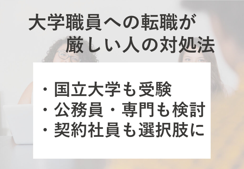 大学職員への転職が厳しい人の対処法